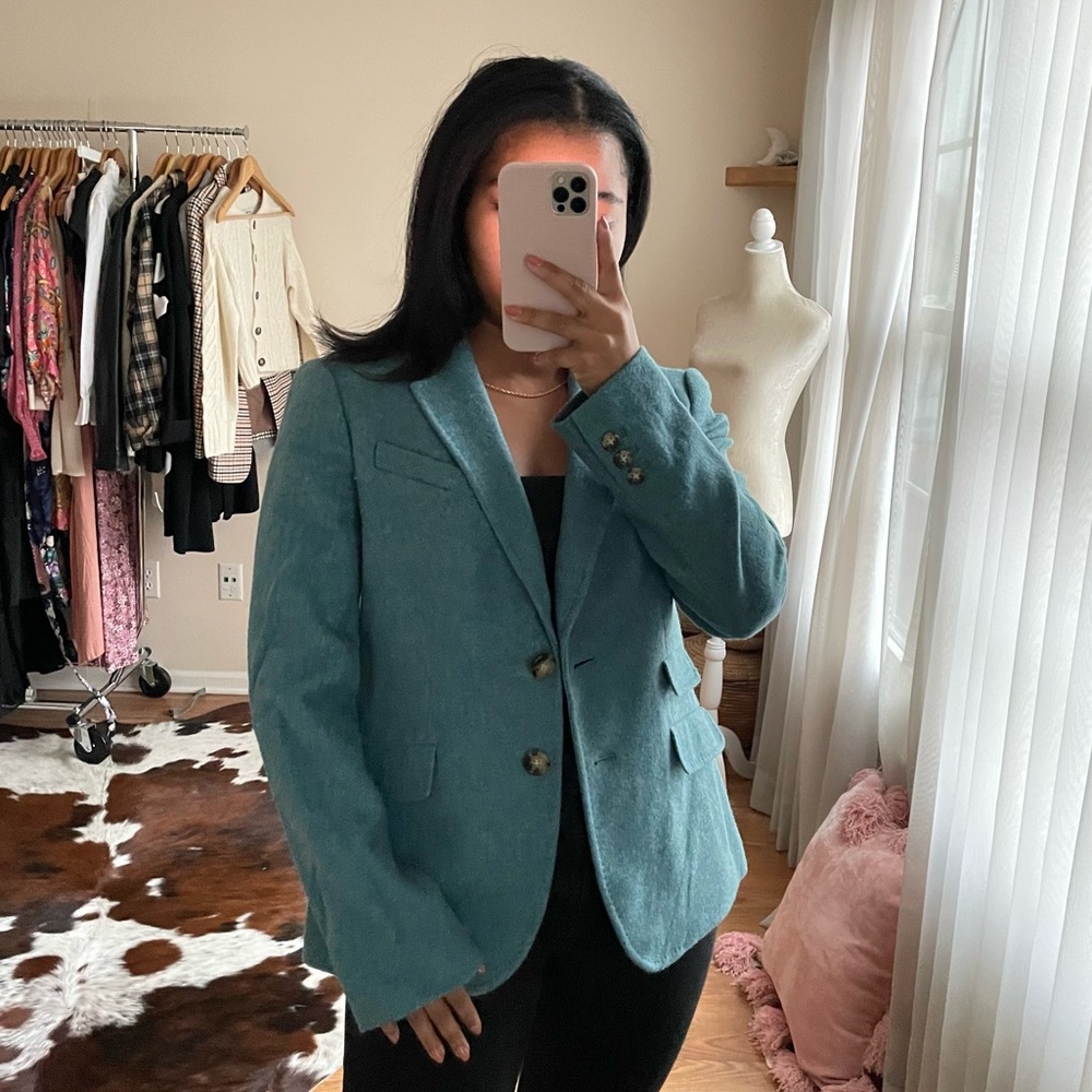Talbots Teal Blue Woolblend Blazer Size 4